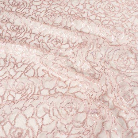 Encaje bordado floral rosa