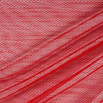 Red pleated tulle