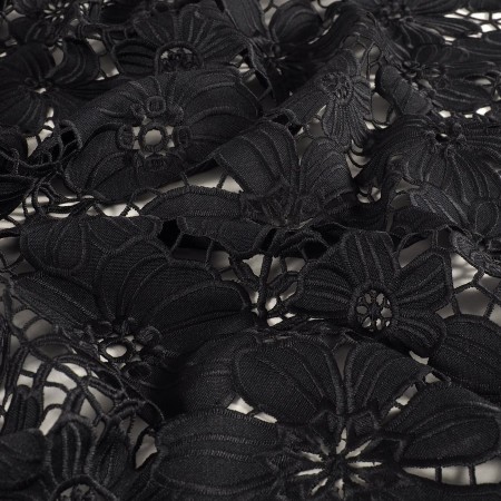 Embroidered floral lace in black