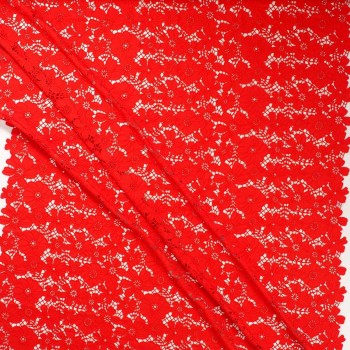 Blonda floral bordada rojo vino