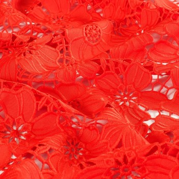 Embroidered floral lace in red