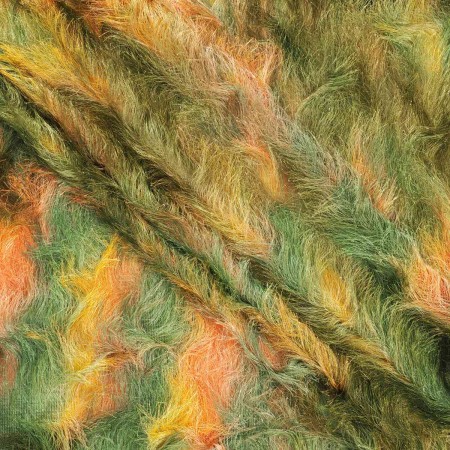 Green orange tie dye hair fabric