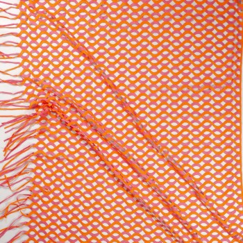 Pink orange two-tone interwined with fringes