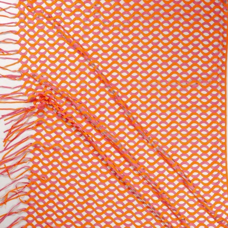 Pink orange two-tone interwined with fringes
