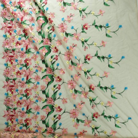 Pink multicolor garden embroidery