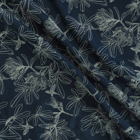 Profiled vegetation on linen navy