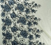 Navy floral embroidery with bubble organza