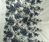 Floral embroidery with bubble organza navy