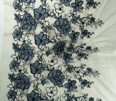 Navy floral embroidery with bubble organza