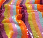 Striped sequins on stretch multicolor lila