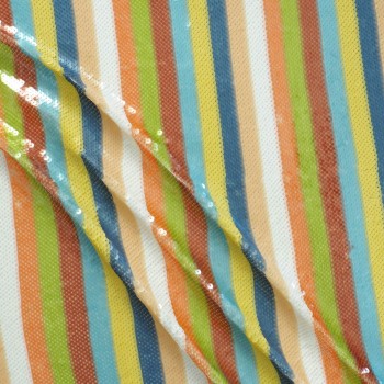 Striped sequins on stretch azul verde