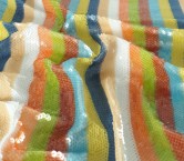 Multicolor blue green striped sequins on stretch