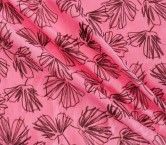 Leaves on linen fuxia