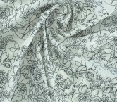 Outlined flowers on linen blanco