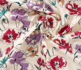 Flower on viscose linen ivory