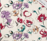 Flower on viscose linen ivory