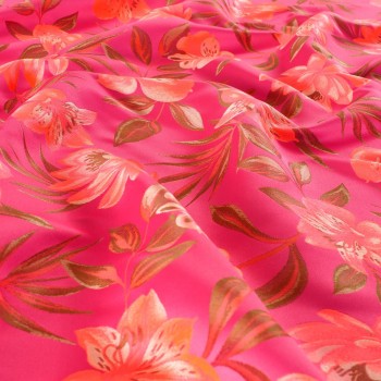 Fuxia coral floral jacquard grs