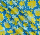 Jacquard mikado flores azul amarillo