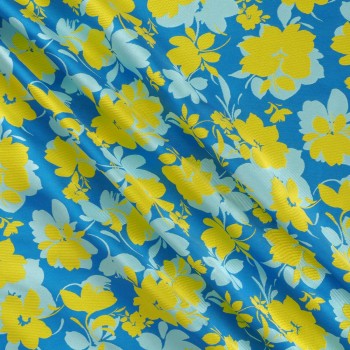 Blue yellow jacquard mikado fl