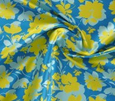 Jacquard mikado flores azul amarillo