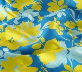 Jacquard mikado flores azul amarillo