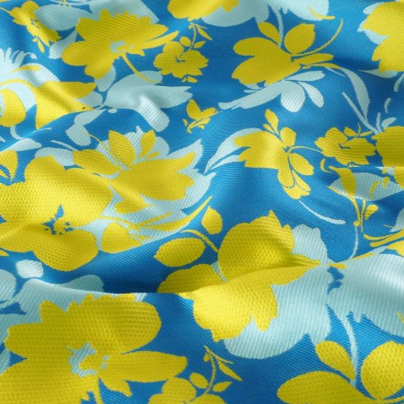 Blue yellow jacquard mikado fl