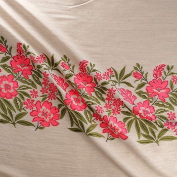 Fuxia jacquard pano 116 cm flower