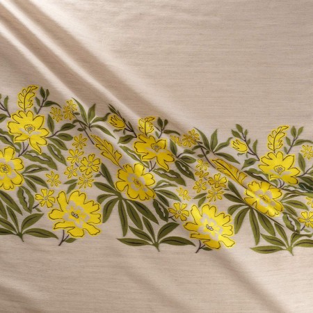 Yellow jacquard pano 116 cm flower