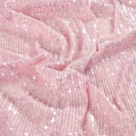 Petal pink glass sequins strec