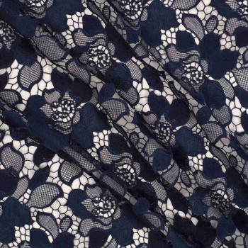 Guipur floral textura navy