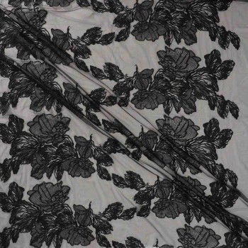 Black macro flower embroidery