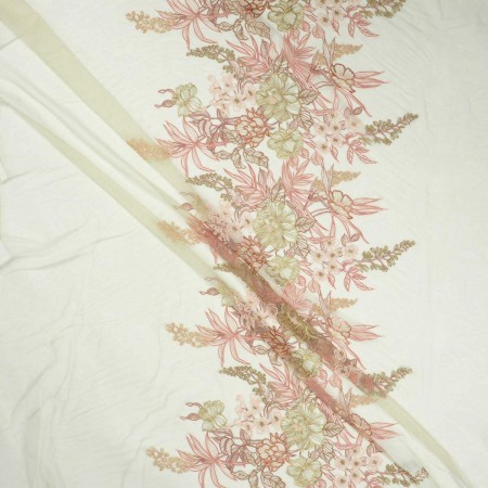 Nude flower embroidered tulle edge