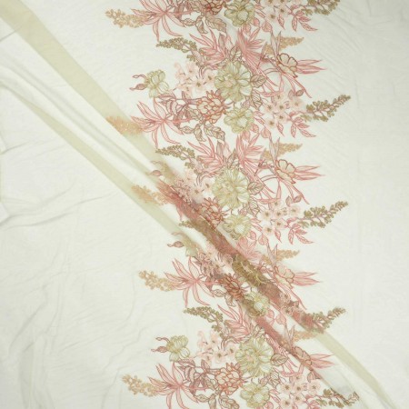 Tul bordado flores borde nude