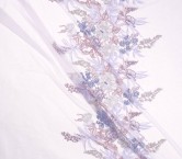Lilac flower embroidered tulle edge