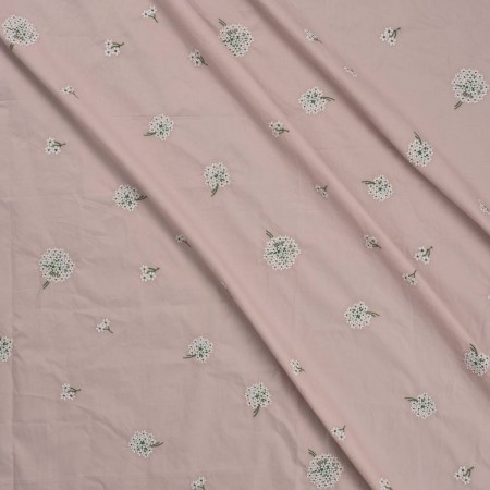 Pink floral embroidery cotton base