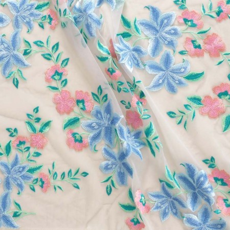 Blue flower embrodery