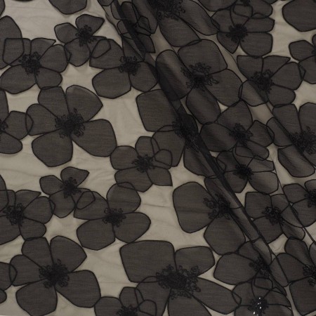 Flor organza sobre tul =2931 negro