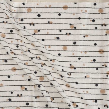 White black linen embroidered sequins