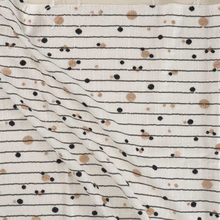 White black linen embroidered sequins