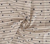 Navy beige linen embroidered sequins