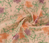 Chiffon bordado lentejuelas salmon