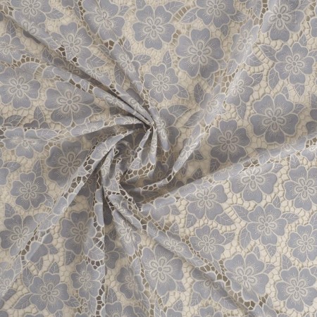 Grey open flower embroidery