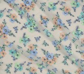 Pink yellow flower embroidered tulle