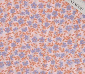 Blue orange embroidered flowers on stripes