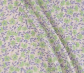 Green lavander embroidered flowers on stripes