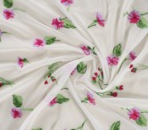 Chiffon bordado flores blanco
