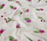 Chiffon bordado flores blanco