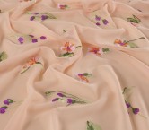 Chiffon bordado flores salmon