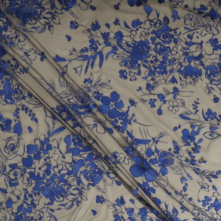 Tul bordado flor =2922 azul