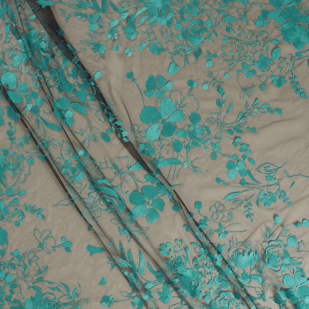 Tul bordado flor =2922 verde